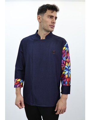 Kol Desenli Şef Ceket Aşçı Kıyafeti Chef Aşçı Forması