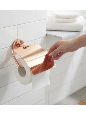 İsaoğlu Yapı Banyo Tuvalet Kağıtlığı Bronz Bakır Renk Pirinç Malzeme Kapaklı Tuvalet Kağıtlığı Paslanmaz