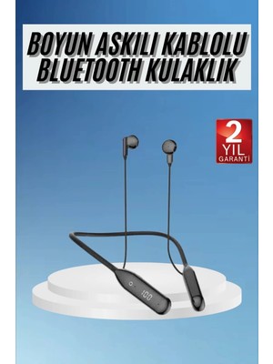 Lowell Home 100 Saat Kablolu Boyun Askılı Dijital Göstergeli Bluetooth Kulaklığı