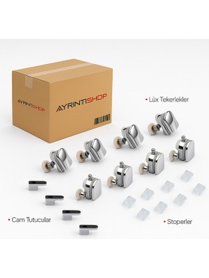 AYRINTISHOP Ayrıntıshop Duşakabin Metal Rulman Lüx Tekerlek 8li Set 24mm