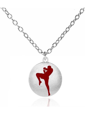 Kırmızı Darbe – Kick Boks Mineli Unisex Sporcu Kolyesi (60 cm Zincirli)