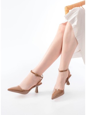 ST-004 Vizon Rugan Günlük 7 cm Topuklu Bayan Ayakkabı