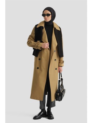 Armine Kemerli Uzun Trençkot Camel