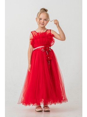 Mnk Baby & Kids Kız Çocuk Robası Katlı Özel Gün Abiye Elbise MNK0475