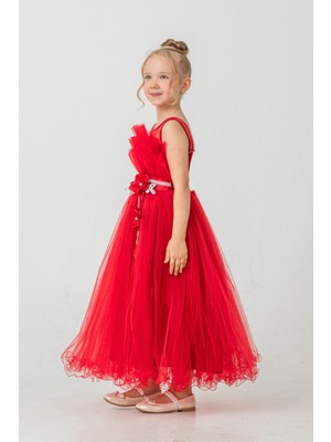 Mnk Baby & Kids Kız Çocuk Robası Katlı Özel Gün Abiye Elbise MNK0475