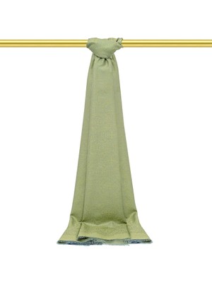 Bursa İpek Açık Yeşil Damask Desen Jakarlı Ipek Şal