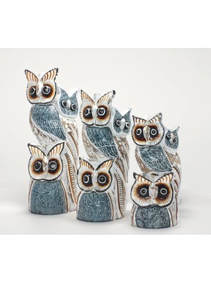 Ahşap 3'lü Baykuş Seti Model 6