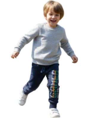 Erkek Çocuk Alt Eşofman Renkli Baskılı Lacivert  