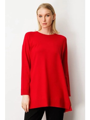 On Triko Arkası Düğmeli Sıfır Yaka Kazak  65413