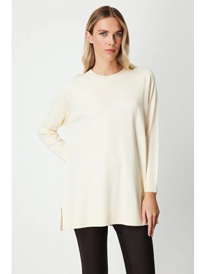 On Triko Arkası Düğmeli Sıfır Yaka Kazak  65413