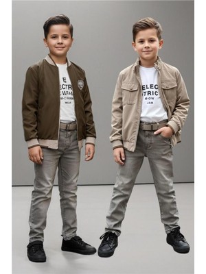 Pina Kids Erkek Çocuk Çift Taraflı Ceketli Penye Bluzlu Keten Pantolonlu Takım Elbise TKM1602