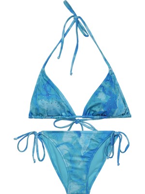 Pierre Cardin Taşlı Ipli Üçgen Parlak Bikini Takımı