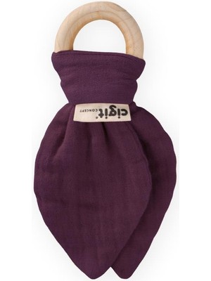 Cigit Ahşap Müslin Kumaştan Diş Kaşıyıcı Mürdüm