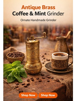 Seymen Bıçakçılık El Tipi Kahve & Nane Öğütücüsü – 9 cm Pirinç Desenli Manuel Baharat Değirmeni