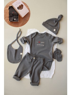 Mom Nakışlı 5li Uzun Kollu Yenidoğan Set