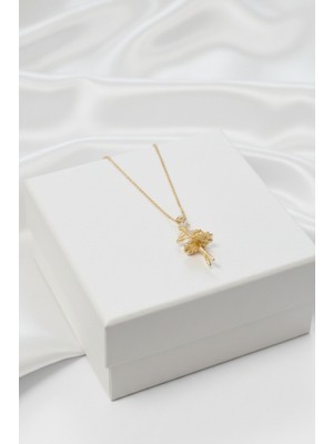 Aslı Kiraz Jewerly Zirkon Taşlı Balerin Kolye Gold Zrkn-Tsl-Blrn-Kly-Gld