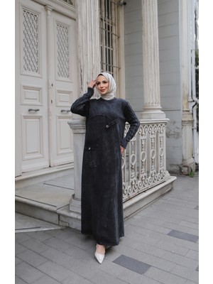 Nisum Moda Cep Detaylı Pamuk Triko Elbise