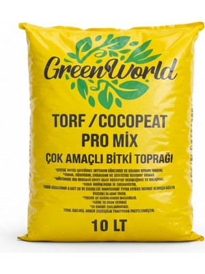 Aymen Çiçekçilik Green World 10 Litre Ithal Çok Amaçlı Bitki Toprağı Torf Cocopeat Pro Mix - Kokopit Özel Karışım Saksı Harcı