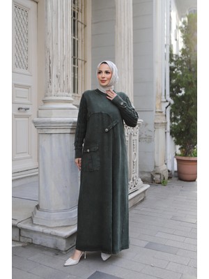 Nisum Moda Cep Detaylı Pamuk Triko Elbise