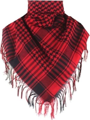 Moda Nokta Günlük Kullanıma Uygun Puşi Şal, Poşu, Yöresel Kefiye Kırmızı Siyah