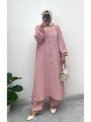 Keten Yarım Düğmeli Takım