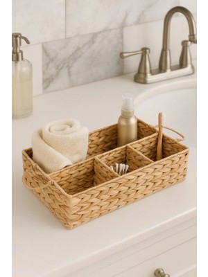 Çavdar Group 4 Bölmeli Su Sümbülü Düzenleyici Banyo Mutfak Düzenleyicisi El Örmesi Düzenleyici Sepet