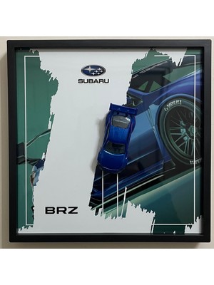 Hot Wheels Subaru Brz 20X20 cm Çerçeveli Metal Levha Baskılı Hediyelik