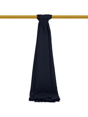 Bursa İpek Koyu Lacivert Damask Desen Jakarlı Ipek Şal