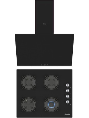 Simfer Siyah 2'li Cam Ankastre Set (Ocak + Davlumbaz)