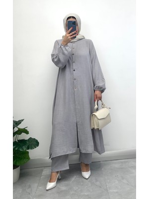 Keten Yarım Düğmeli Takım