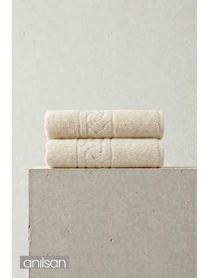 Anılsan 2'li Rita Ekru Banyo Havlusu - 70x140 Cm, 490Gr, %100 Pamuk, Spa Ve Otel Havlusu