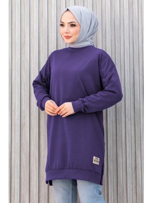 İlkimay.com Armalı Yırtmaç Detay Tunik 1665 - Mor