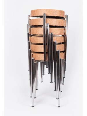 EKİPMETAL Tabure 6 Adet Kumaş Kapiçino