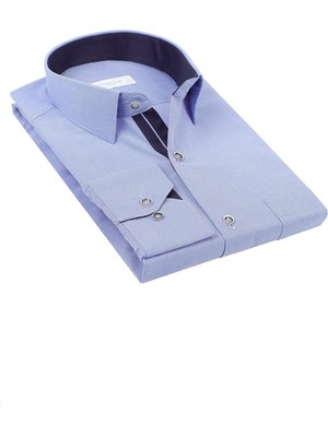 Fitmens Klasik Uzun Kol Filafil Pitikareli Swift Hediye Kutulu Erkek Gömlek FS-001263 - Saks Mavi