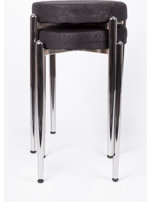 EKİPMETAL Tabure 2 Adet Kumaş Siyah