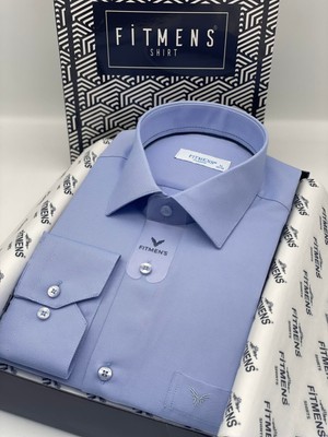 Fitmens Klasik Uzun Kol Oxford Hediye Kutulu Kolay Ütülenebilir Erkek Gömlek FS-001254 - Mavi