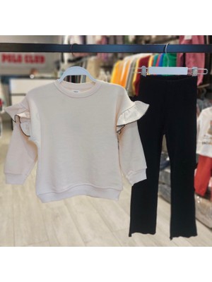 Omuz Kroşeli Taytlı  Kız Çocuk Takım