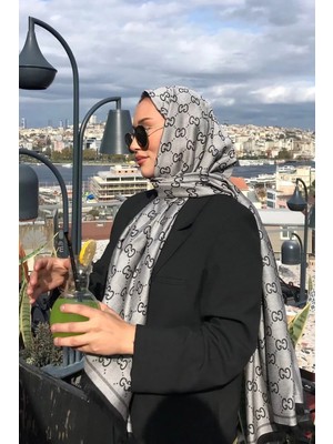 Verahed G Desenli Çift Taraflı Kaşmir Ipek Şal Büyük Boy Kadın Omuz ve Boyun Şalı