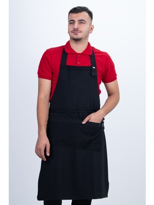 Düz Cepli Ayarlanabilir Düğmeli Arkadan Bağcıklı Önlük