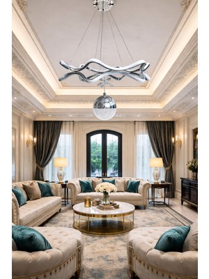 Lamira Aydınlatma Modern Lüks Salon Model Ledlı 3 Renk Krom Sarkıt Avıze