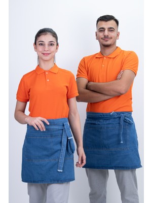 Düz Çift Cepli Kot Önlük