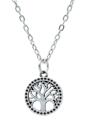 Minimal Yaşam Ağacı Zincir Kolye Gümüş Kaplama Erkek Kadın Kolye