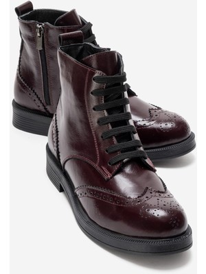 Luvi Nelvy Bordo Rugan Hakiki Deri Kadın Bot