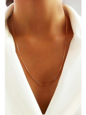 Herşey Nota Gold Renk 60 cm Unisex Çelik Ince Italyan Zincir Kolye