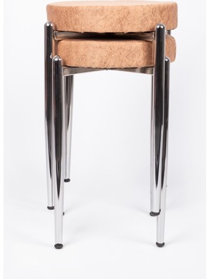 EKİPMETAL Tabure 2 Adet Kumaş Kapiçino