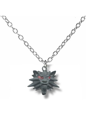 The Witcher Kırmızı Gözlü Kurt Kafası Kolye | Unisex | Fantastik Oyun Temalı Aksesuar | 60 cm Zincir