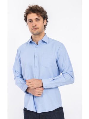 2114 Cıty Kls Soft Saten U.kol Gömlek Tmş Mavi