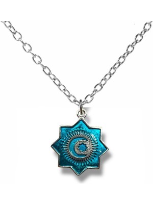 Türk Devletleri Teşkilatı Bayrağı Mavi Renk Kolye – Unisex Metal Takı