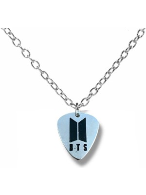 Bts K-Pop Grubu Pena Şeklinde Çift Taraflı Rock Işaretli Unisex Metal Kolye