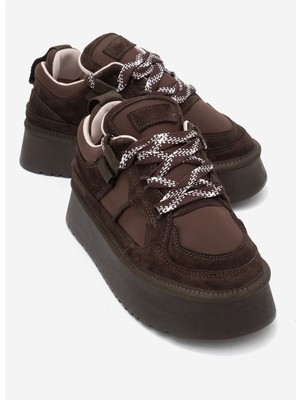 Luvi Raven Kahverengi Süet Hakiki Deri Kadın Platform Sneaker